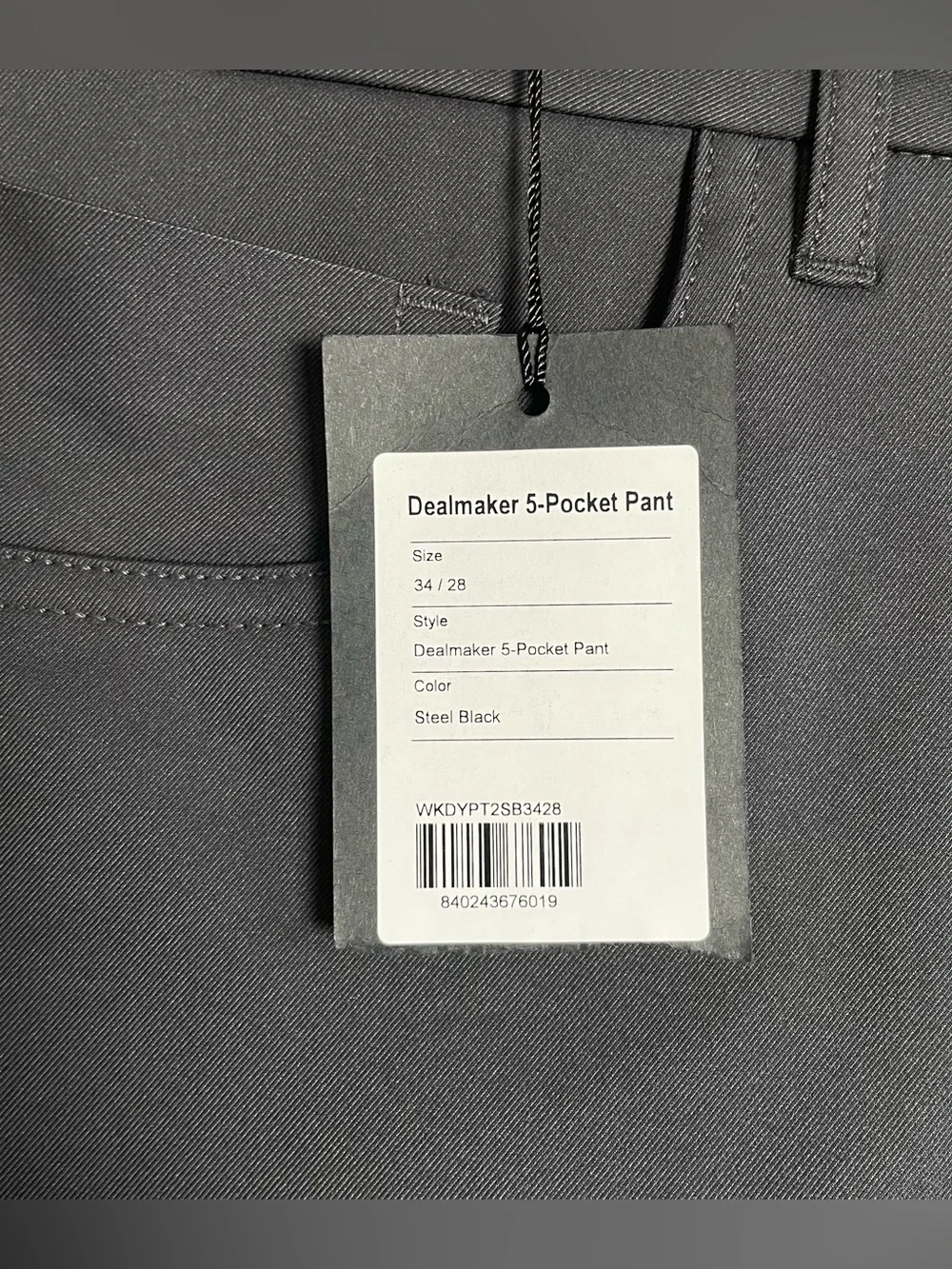 NEW Public Rec Dealmaker 5-pocket Pants Mens 34x28 Steel Black Ponte Performance